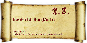 Neufeld Benjámin névjegykártya